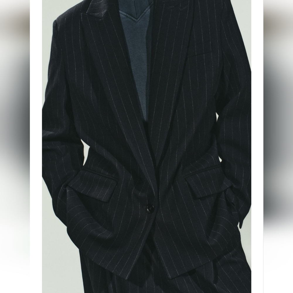 ZARA PINSTRIPE OVERSIZED BLAZER WITH POCKETS SIZE M - Picture 13 of 14